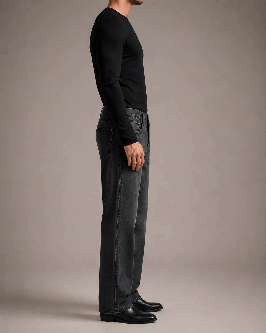 Still Straight Jeans in Dark Gray side profile