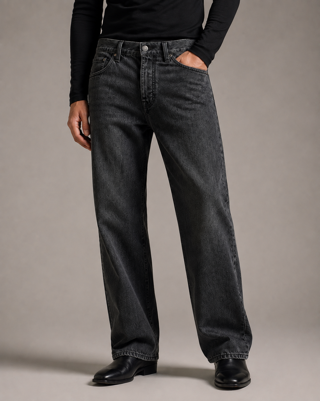 Still Straight Jeans in Dark Gray construction detail