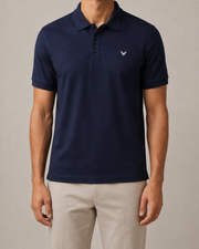Meridian Pique Polo in Navy front