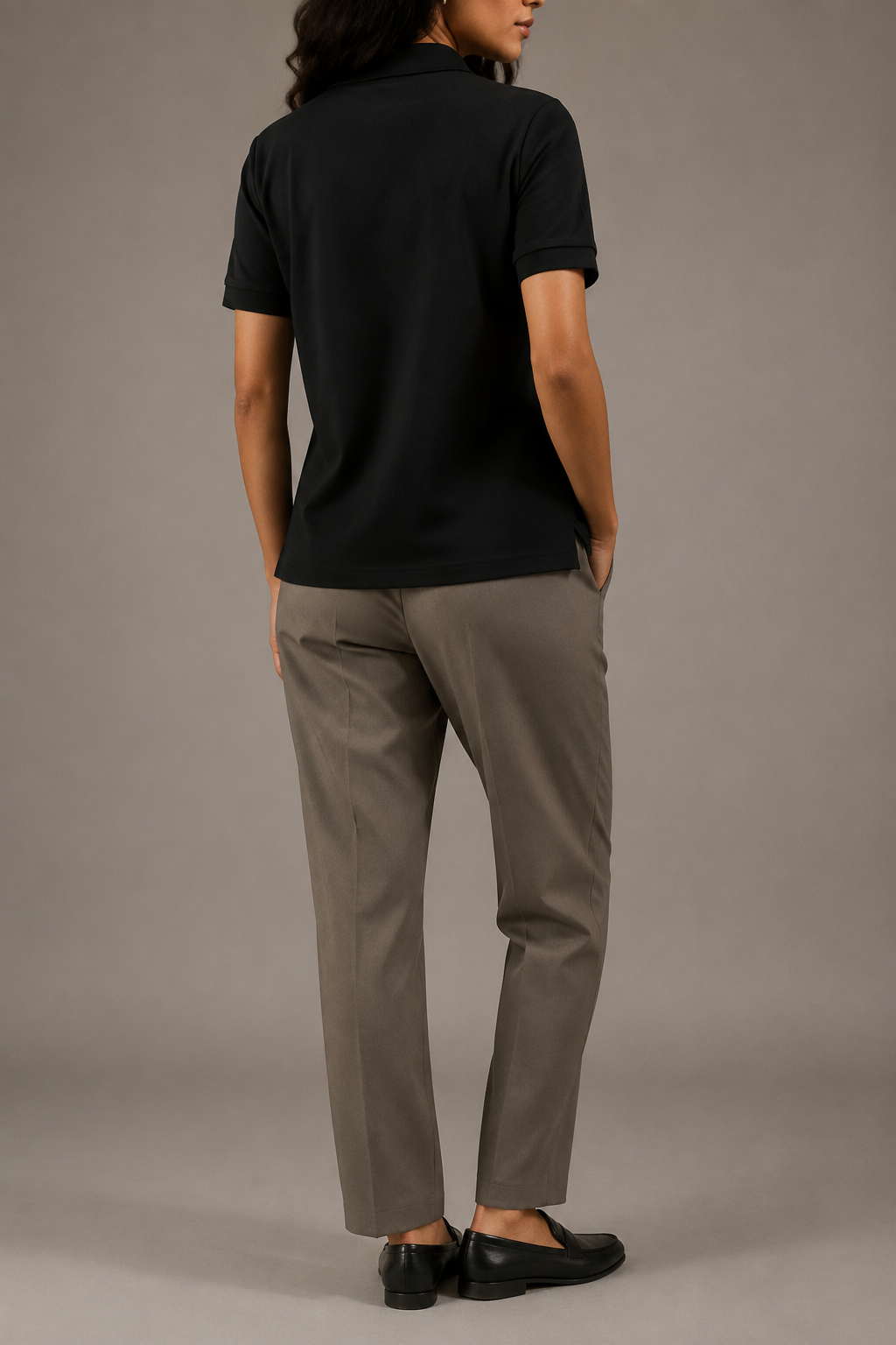Back view of Studio Pique Polo in Black
