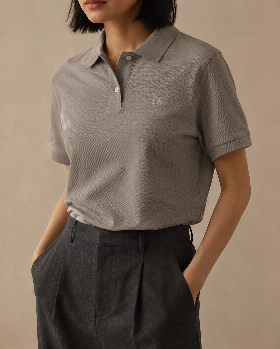 Studio Pique Polo in Mouse Grey