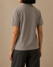 Studio Pique Polo in Mouse Grey back view