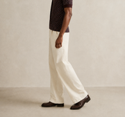 TELLS Adjustable Waist Wide-Leg Beige Trousers — cropped below face