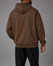 TELLS Still Coffee Hoodie, plain back studio view