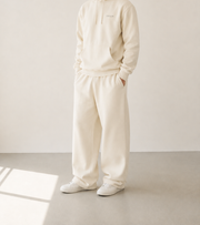 TELLS Premium Pullover Beige Hoodie — cropped below face
