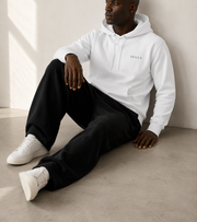 TELLS Premium Pullover White Hoodie — cropped below face