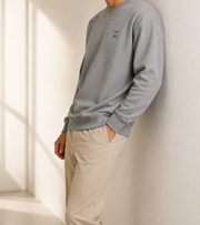 TELLS Signature Mark Gray Sweatshirt — cropped below face