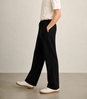 TELLS Straight-Leg Black Sweatpants — cropped below face