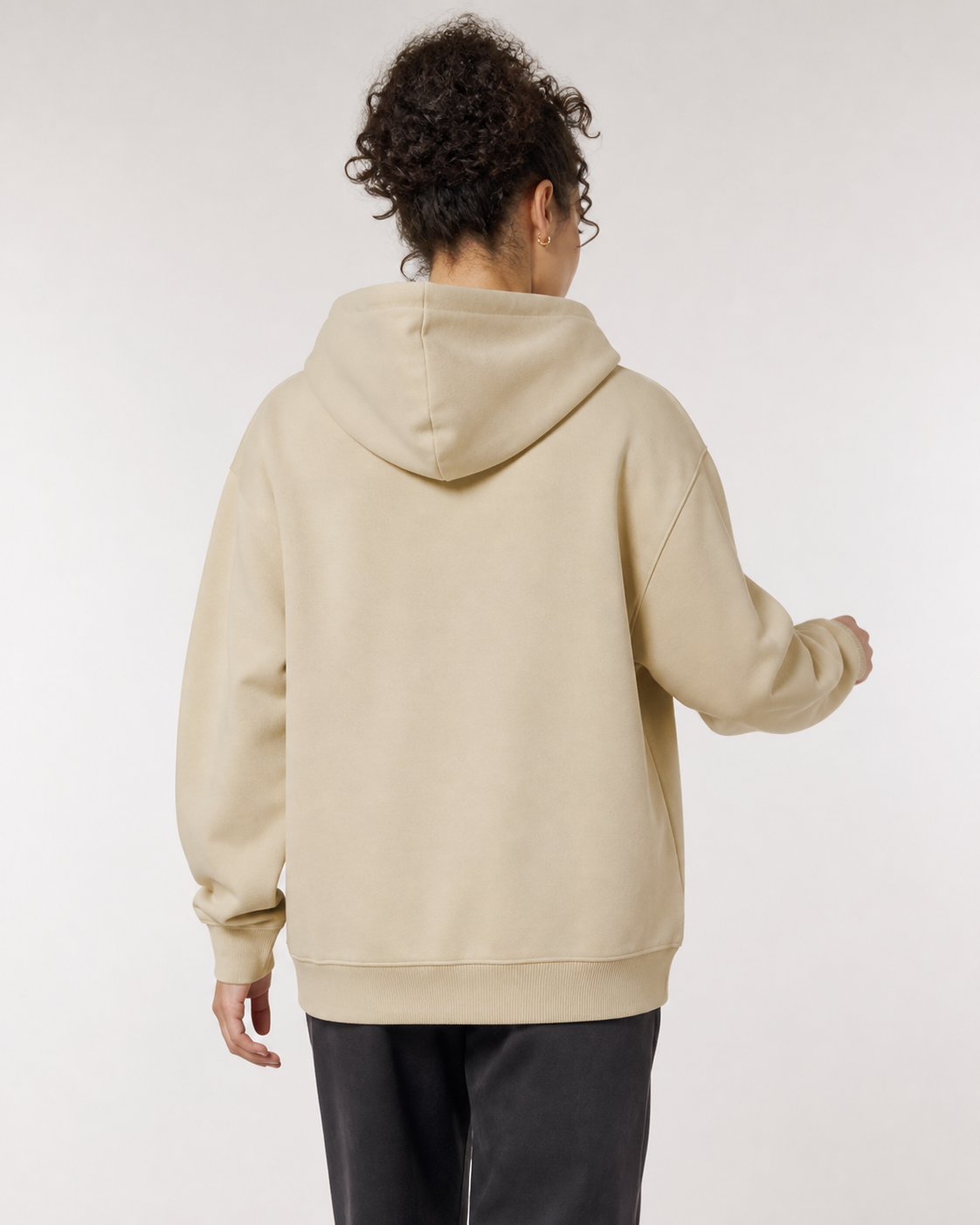 TELLS Signature Apricot Hoodie, plain back studio view