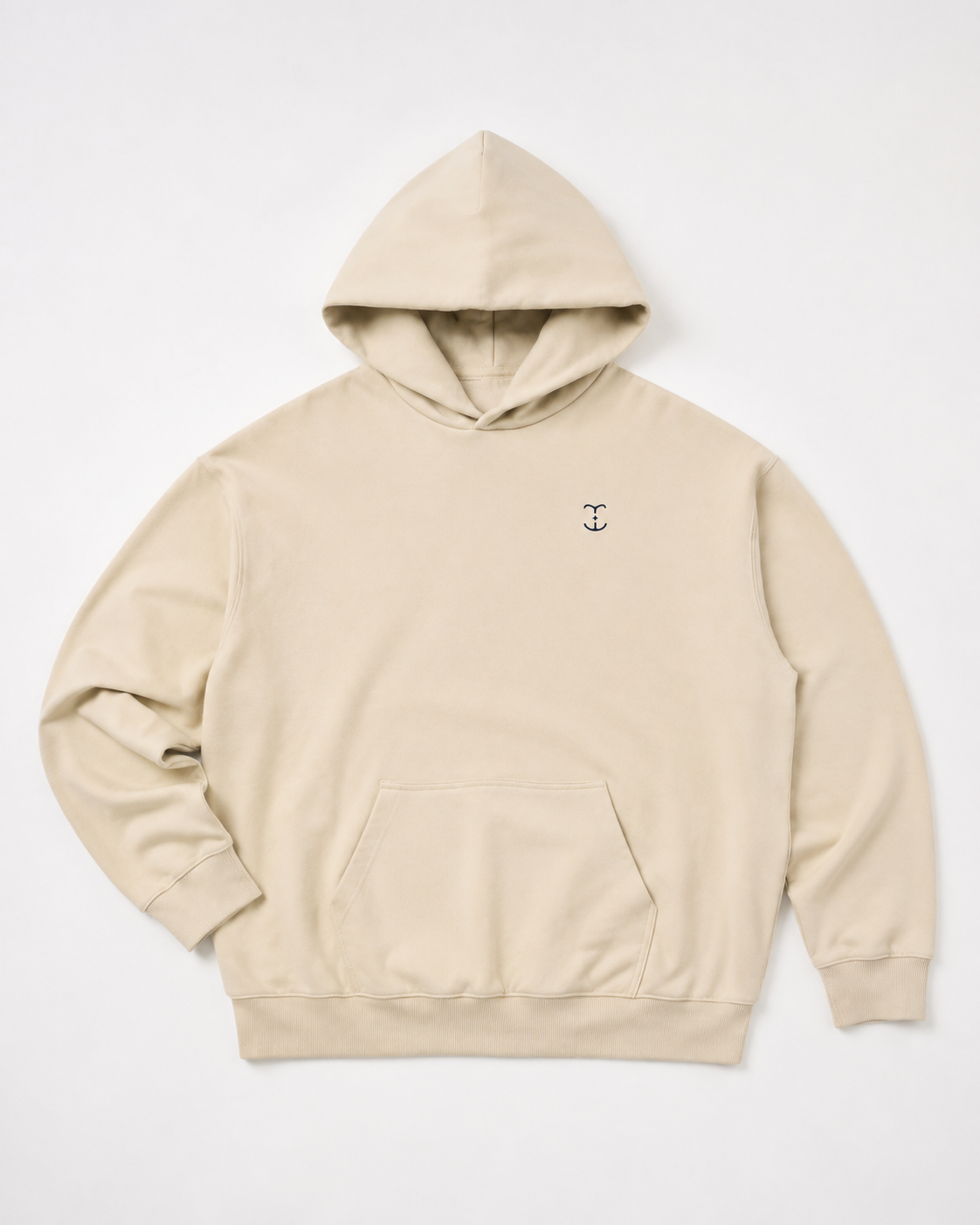 TELLS Signature Apricot Hoodie, full garment studio flat lay