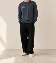 The Real Flex Heavyweight Harbor Blue Long Sleeve — cropped below face
