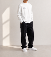 The Real Flex Heavyweight White Long Sleeve — cropped below face