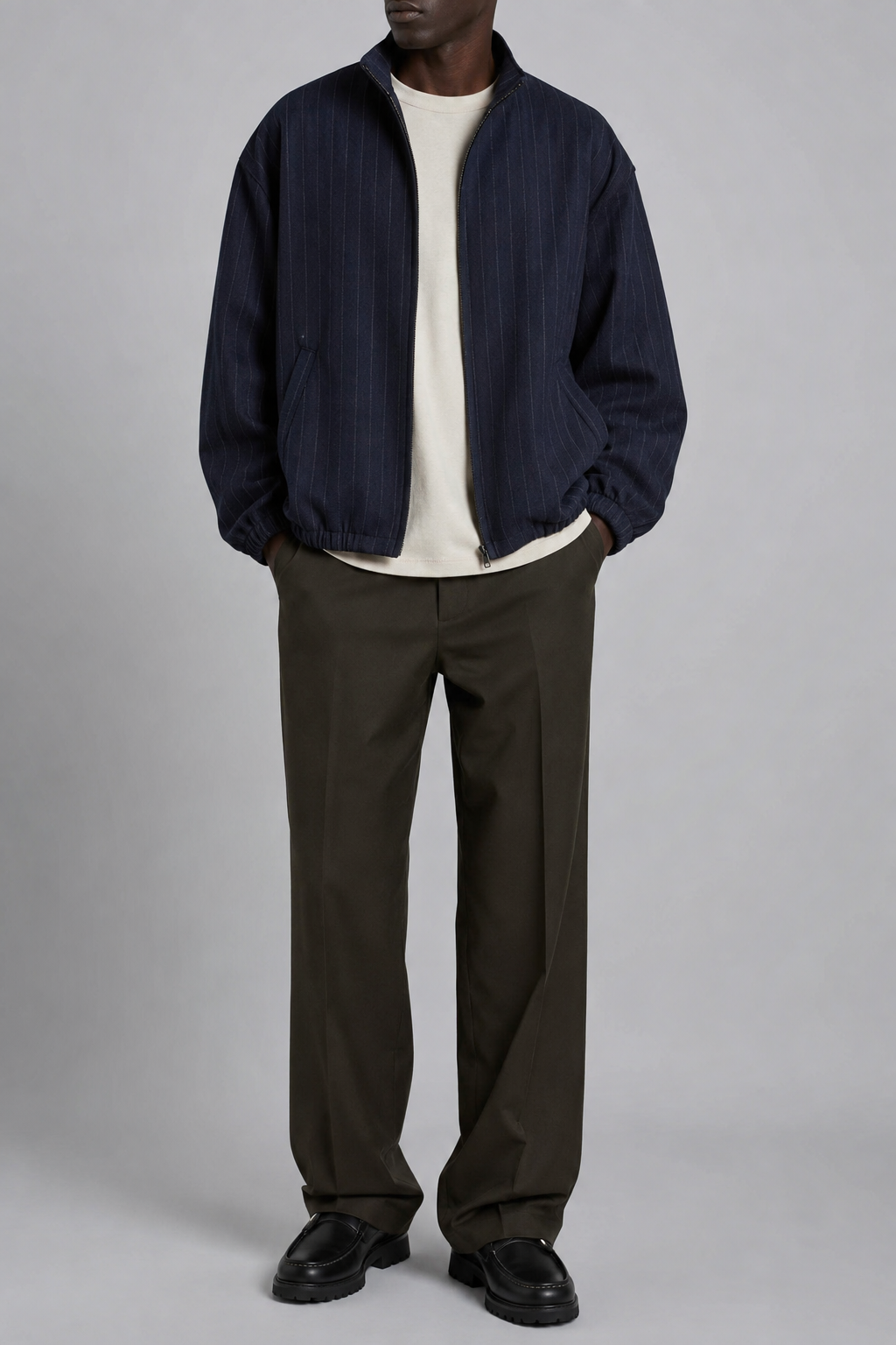 Transit Track Jacket in Navy Blue front view