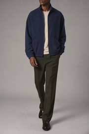 Transit Track Jacket in Navy Blue three quarter view