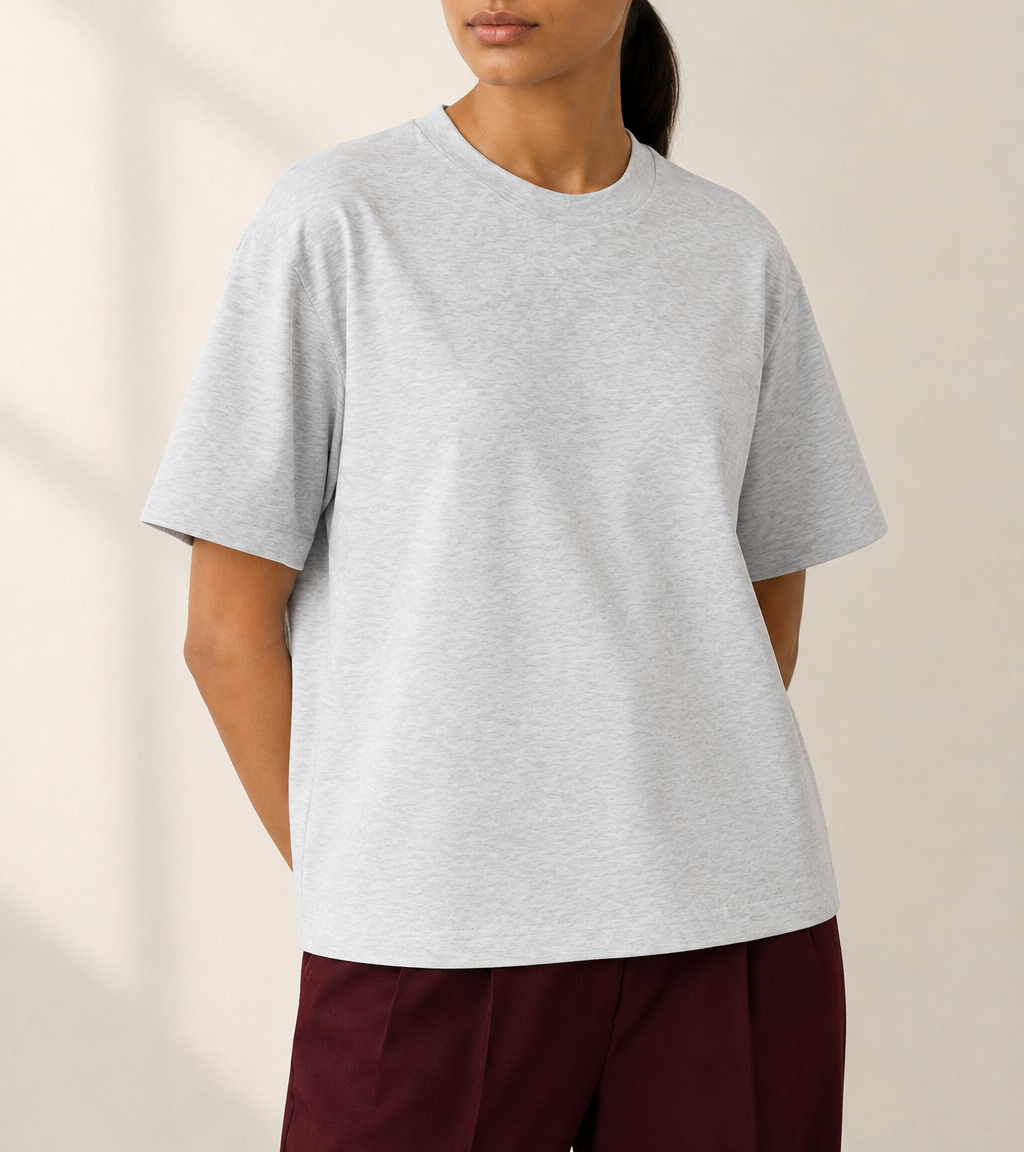 Studio Ease Boxy T-Shirt in Light Gray