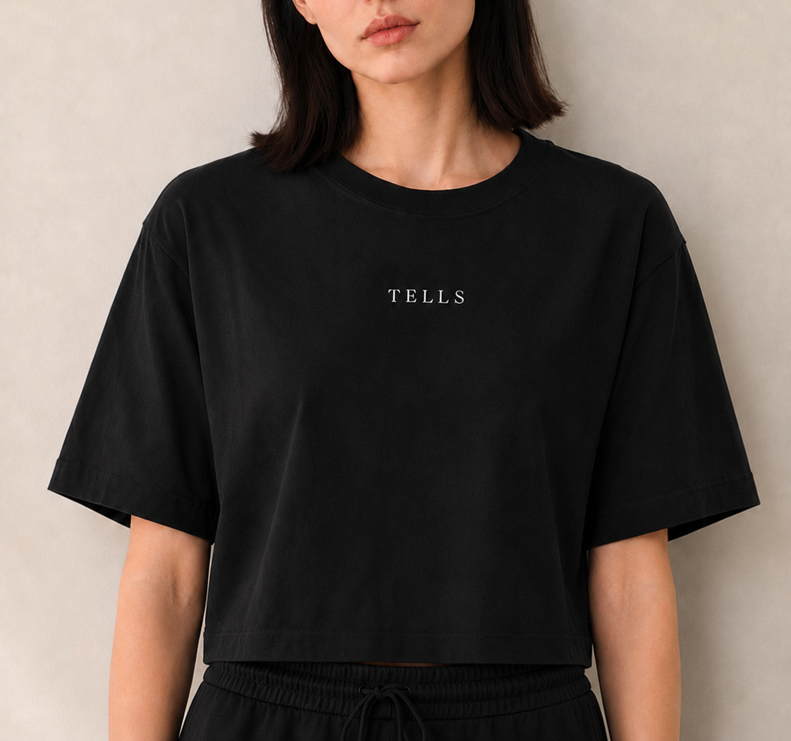 Quiet Script Boxy T-Shirt in Black